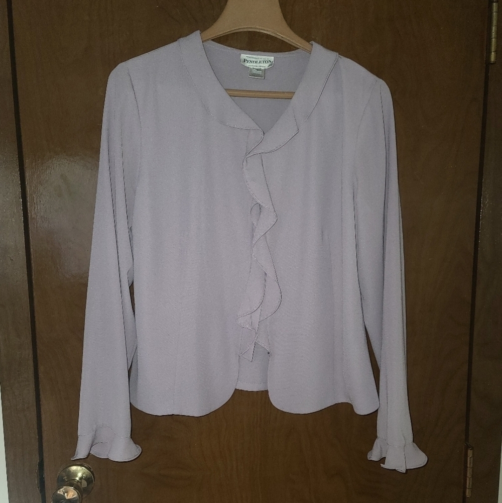 Pendleton ruffle long sleeve Lilac blouse sz 10